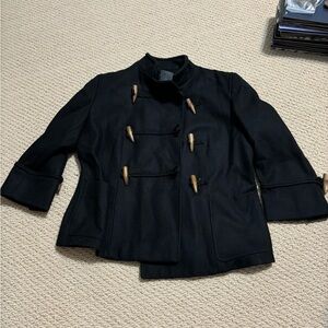 Troy Smith Women’s wool double breasted black pea coat jacket size L